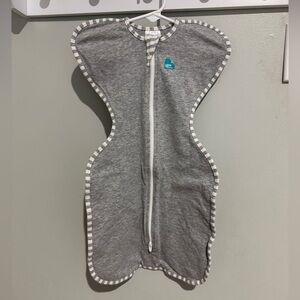 Love to Dream Gray Sleep Sack with Striped Trim- Size S (8-13lbs)